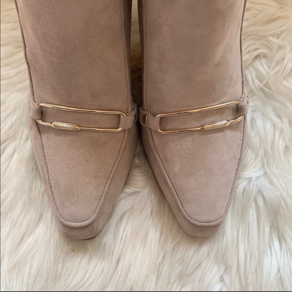 New! Rare REISS Paris Jett Embellished Suede Ankle Booties in Taupe - Picture 9 of 13